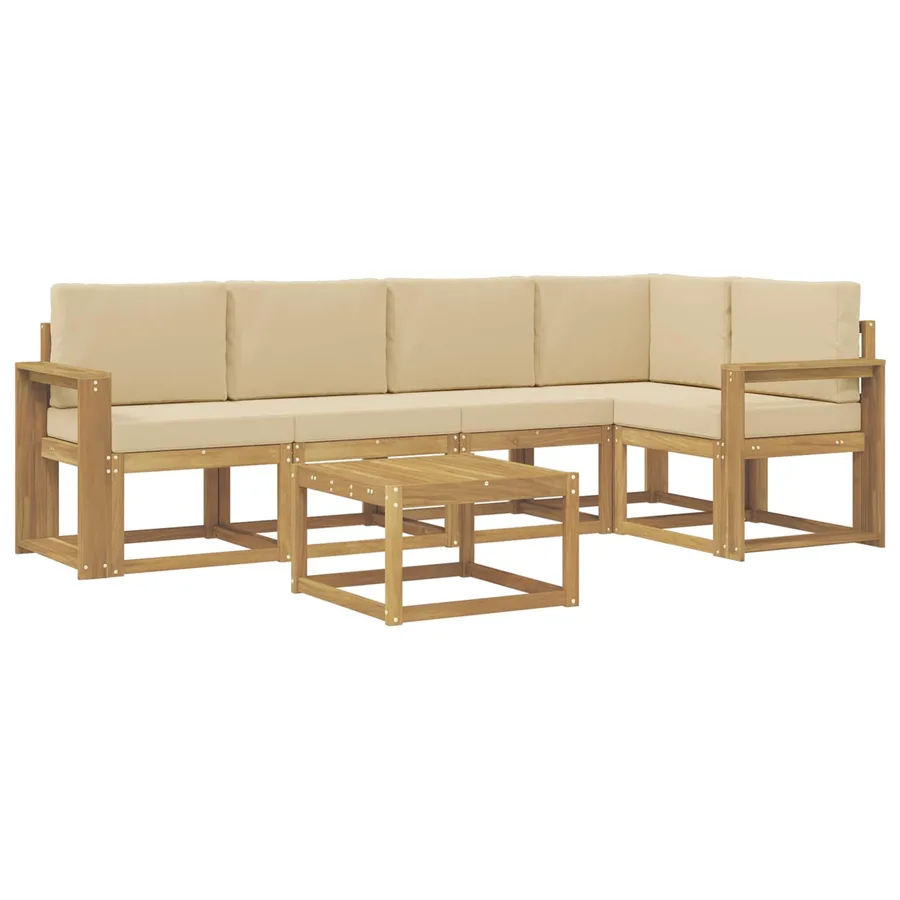 Ensemble de canapés d'extérieur 6 pcs Blanc et Beige - 2