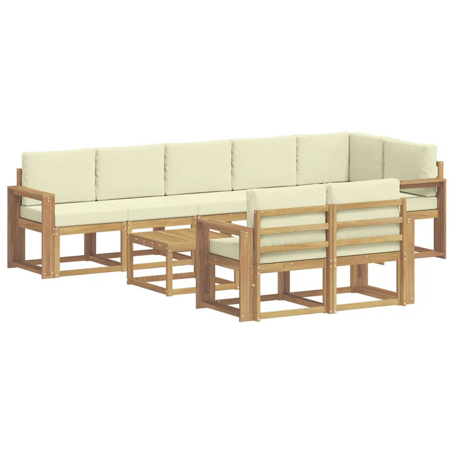 Ensemble de canapés d'extérieur 9 pcs Blanc et crème Polyester - 2