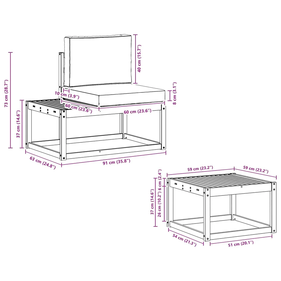 Ensemble de canapés d'extérieur 3 pcs Blanc et Beige Polyester - 9