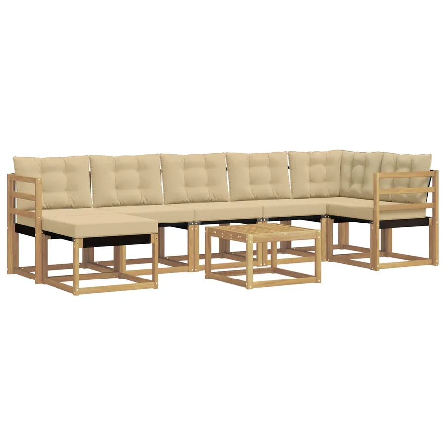 Ensemble de canapés d'extérieur 8 pcs Blanc et Beige - 2