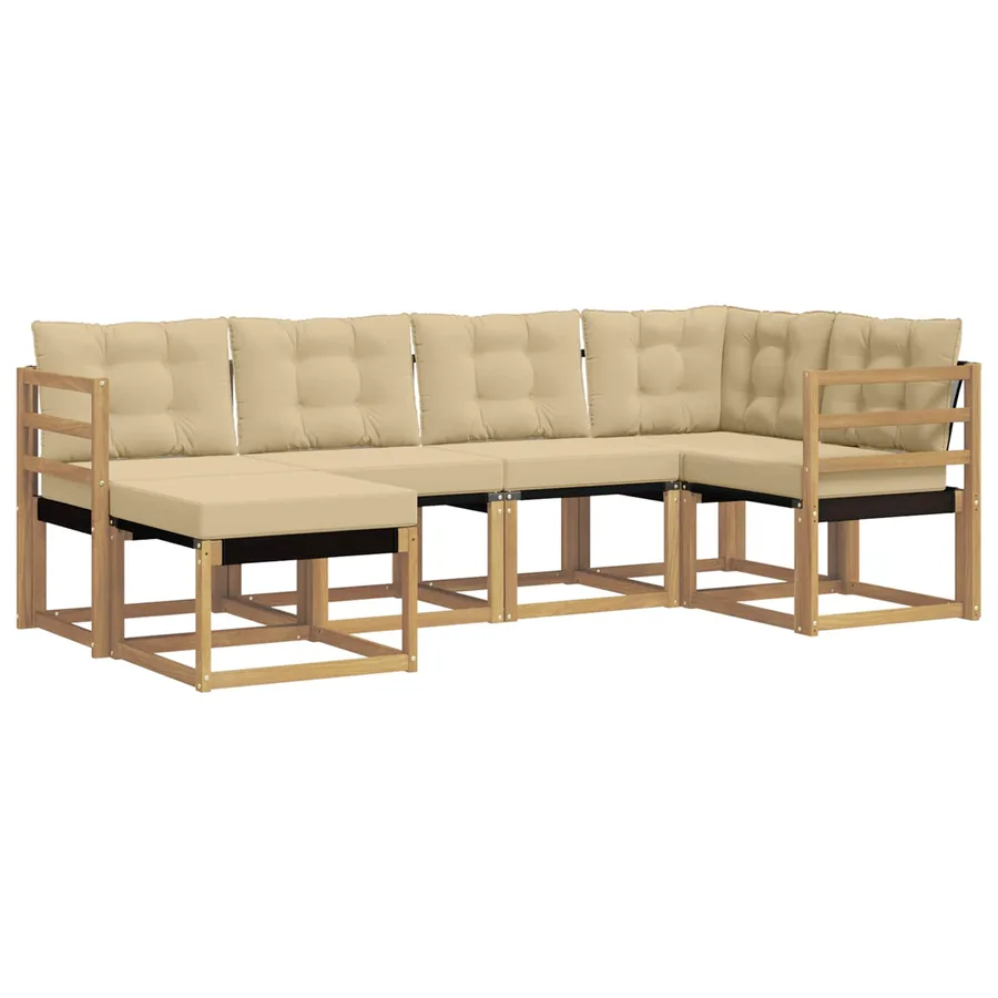 Ensemble de canapés d'extérieur 6 pcs Blanc et Beige - 2