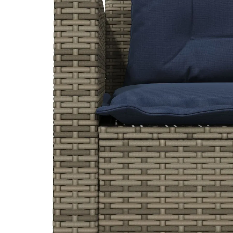 Canapé de jardin avec table et coussins en forme de L gris - 9