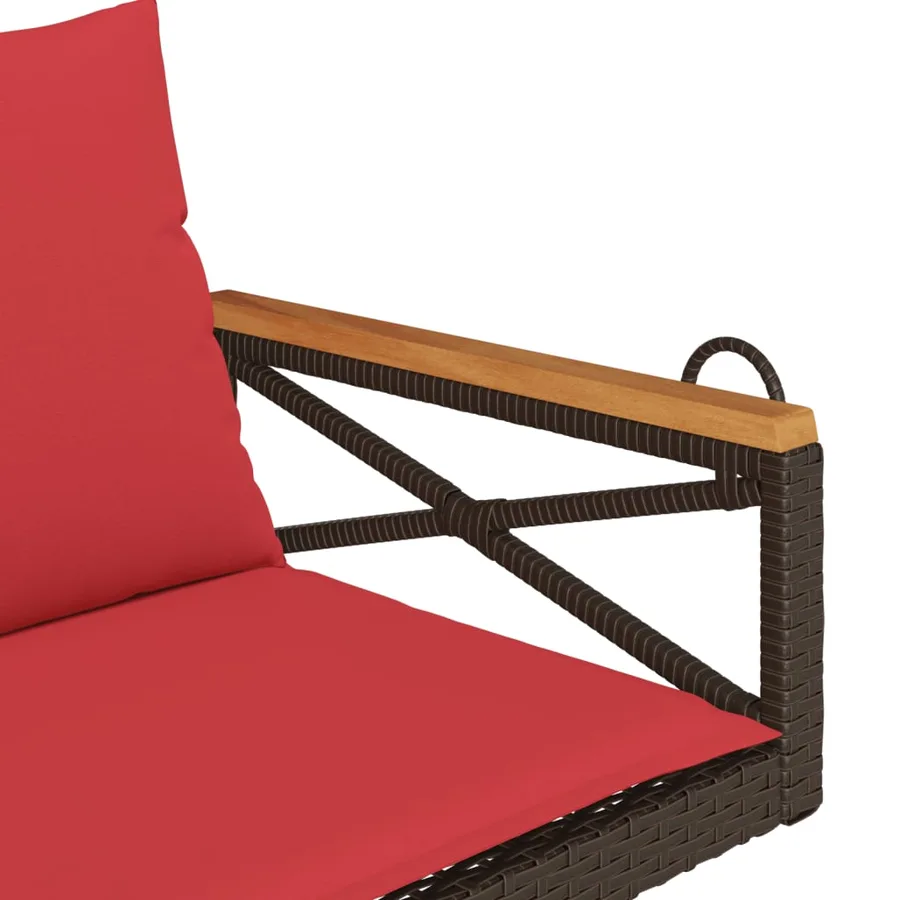 Balancelle avec coussins marron 109x62x40 cm résine tressée - 7