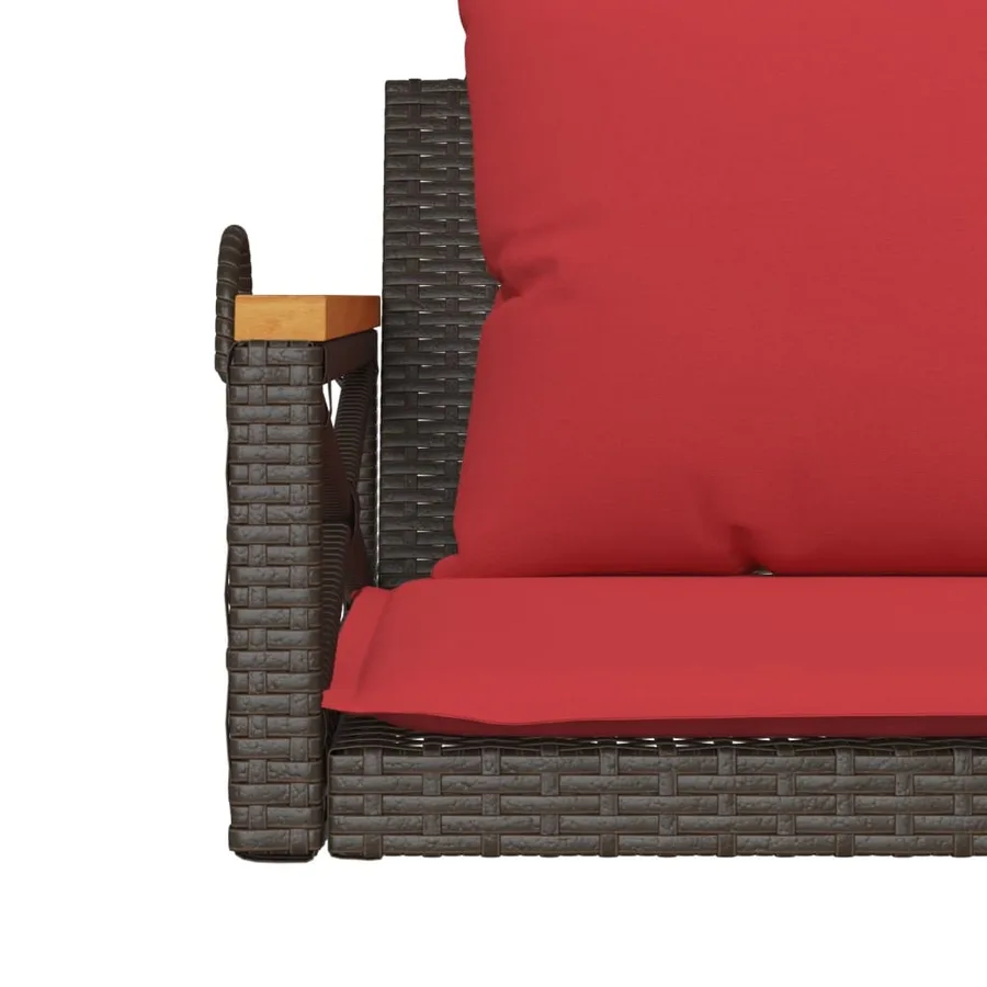 Balancelle avec coussins marron 109x62x40 cm résine tressée - 8