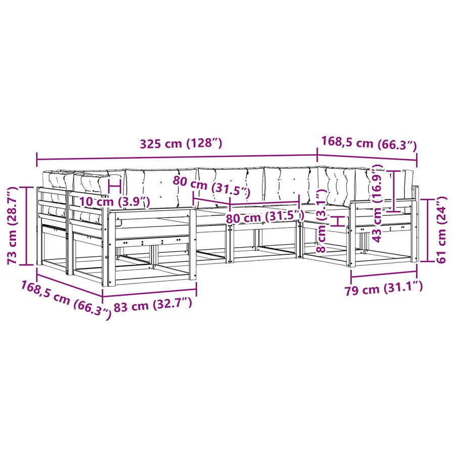 Ensemble de canapés d'extérieur 6 pcs Blanc et anthracite - 7