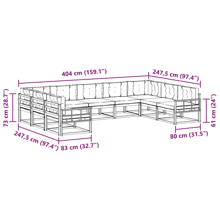 Ensemble de canapés d'extérieur 9 pcs Blanc et anthracite - 8