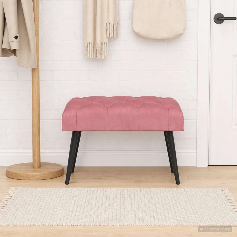 Banc avec capitonnage bouton Rose 60 x 40 x 45 cm Velours