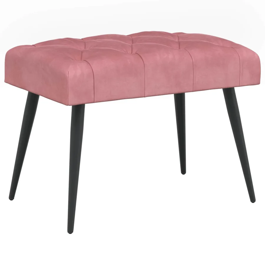 Banc avec capitonnage bouton Rose 60 x 40 x 45 cm Velours - 2