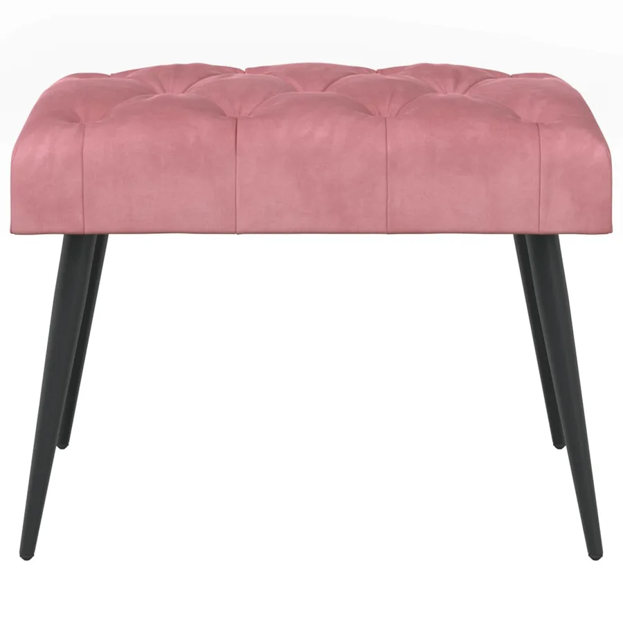 Banc avec capitonnage bouton Rose 60 x 40 x 45 cm Velours - 5