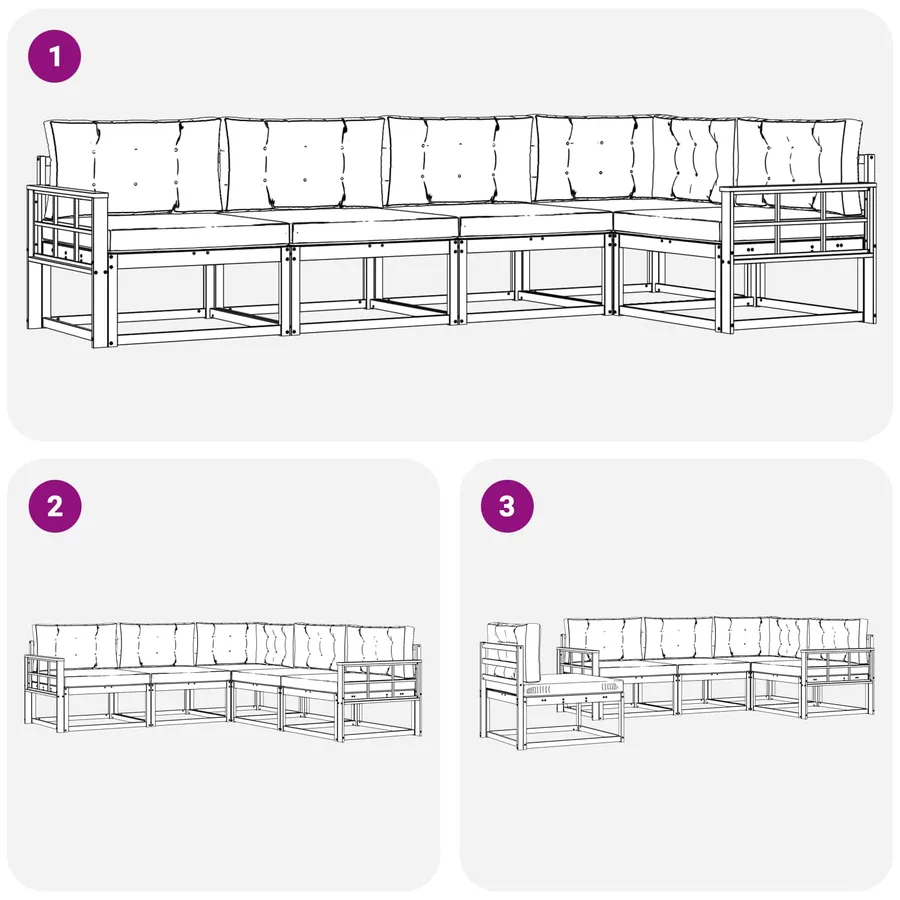 Ensemble de canapés d'extérieur 4 pcs Blanc et anthracite - 7