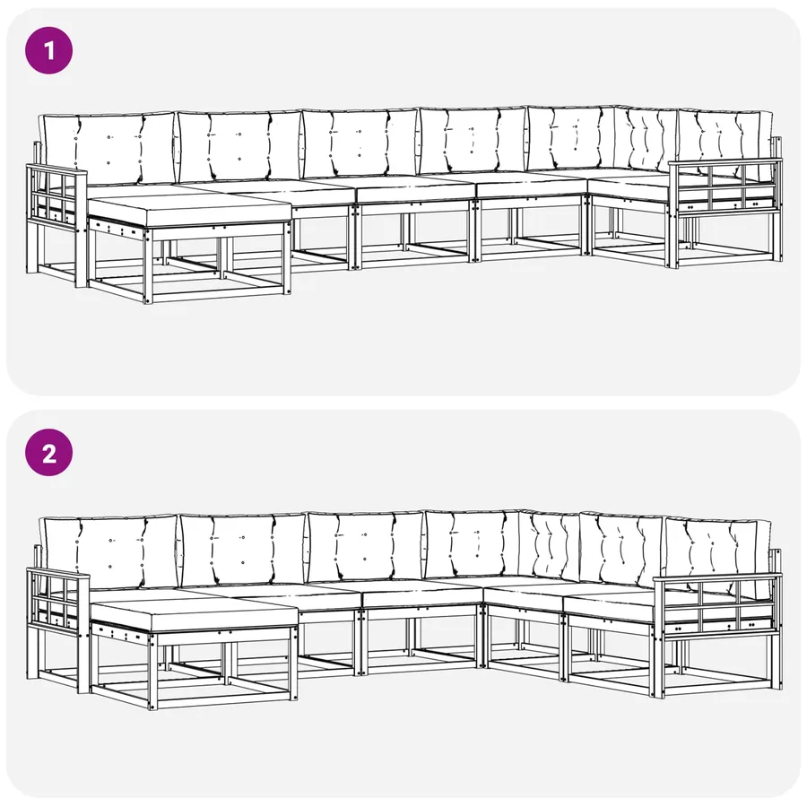Ensemble de canapés d'extérieur 7 pcs Blanc et anthracite - 7