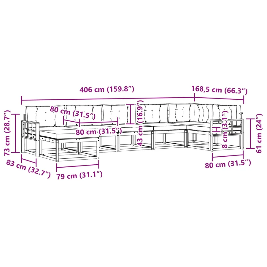 Ensemble de canapés d'extérieur 7 pcs Blanc et anthracite - 8