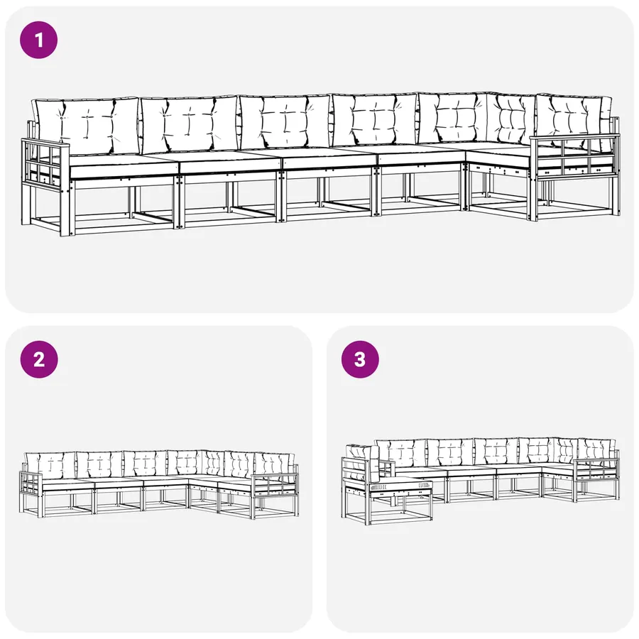Ensemble de canapés d'extérieur 4 pcs Blanc et anthracite - 7