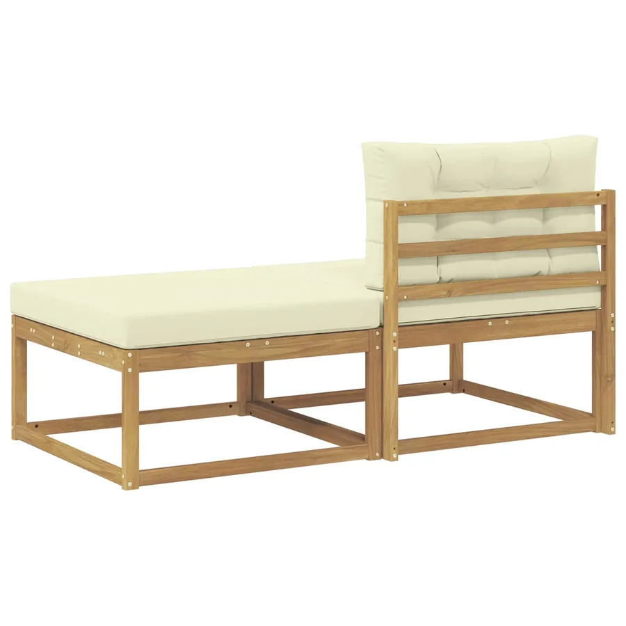 2 Pièce Pouf d'Extérieur Polyester Blanc - 5