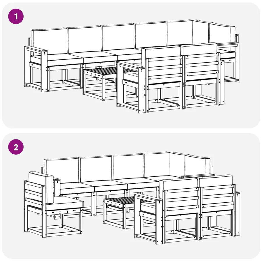 Ensemble de canapés d'extérieur 9 pcs Blanc et anthracite - 7