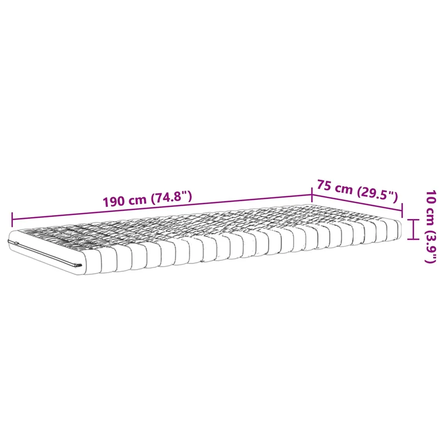 Matelas en mousse 75 x 190 cm Blanc - 9