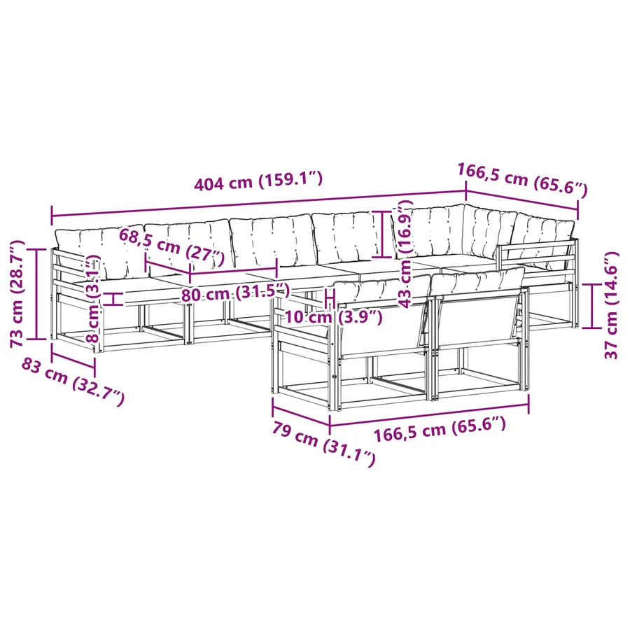 Ensemble de canapés d'extérieur 8 pcs Blanc et Beige - 9