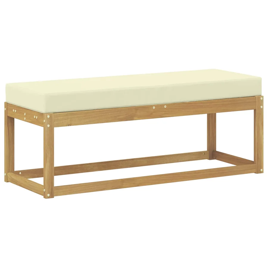 Banc de Jardin Blanc 115 x 43 x 45 cm Bois d'Acacia Massif - 2