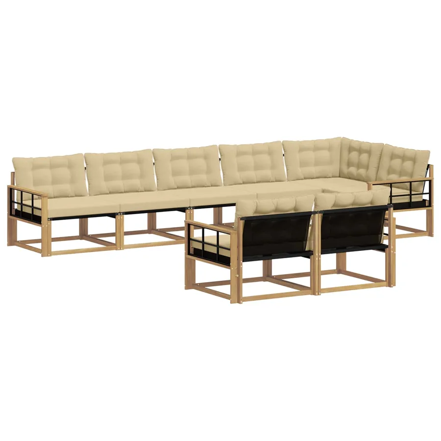 Ensemble de canapés d'extérieur 8 pcs Blanc et Beige - 2