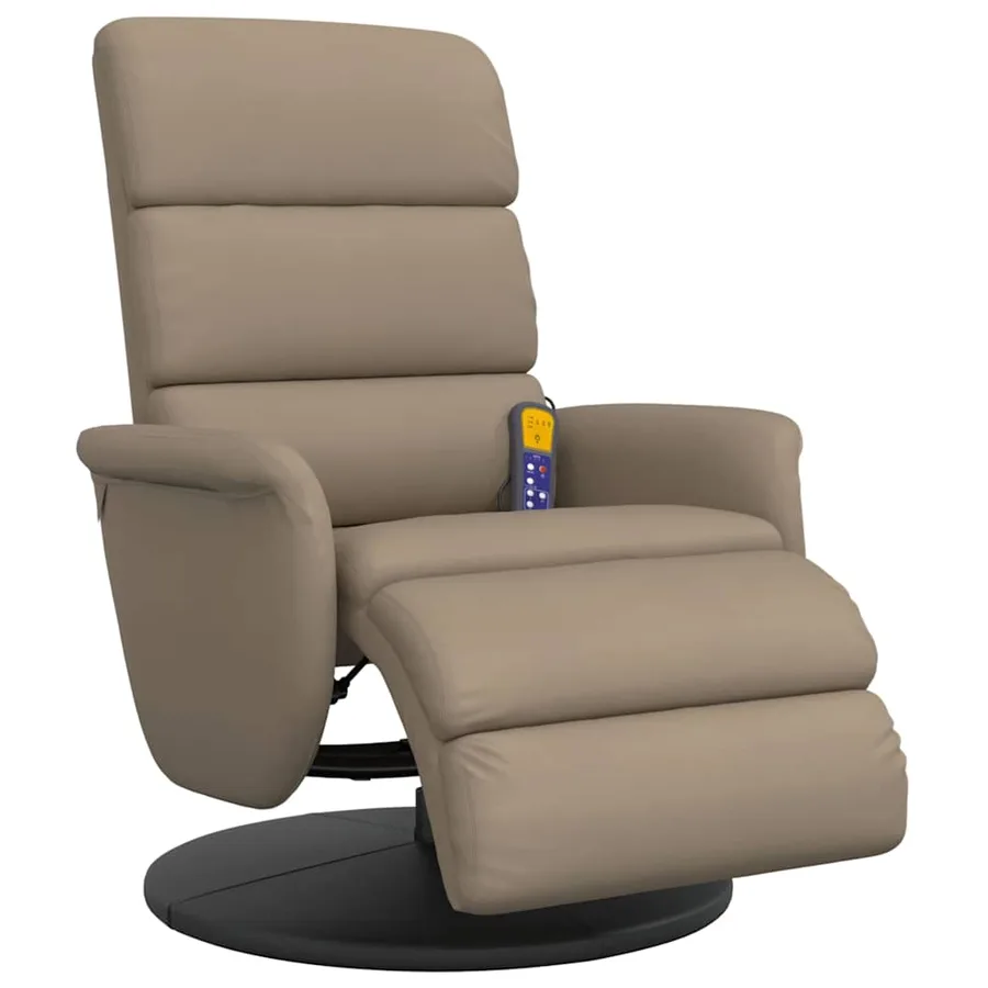 Fauteuil inclinable de massage repose-pieds cappuccino - 3