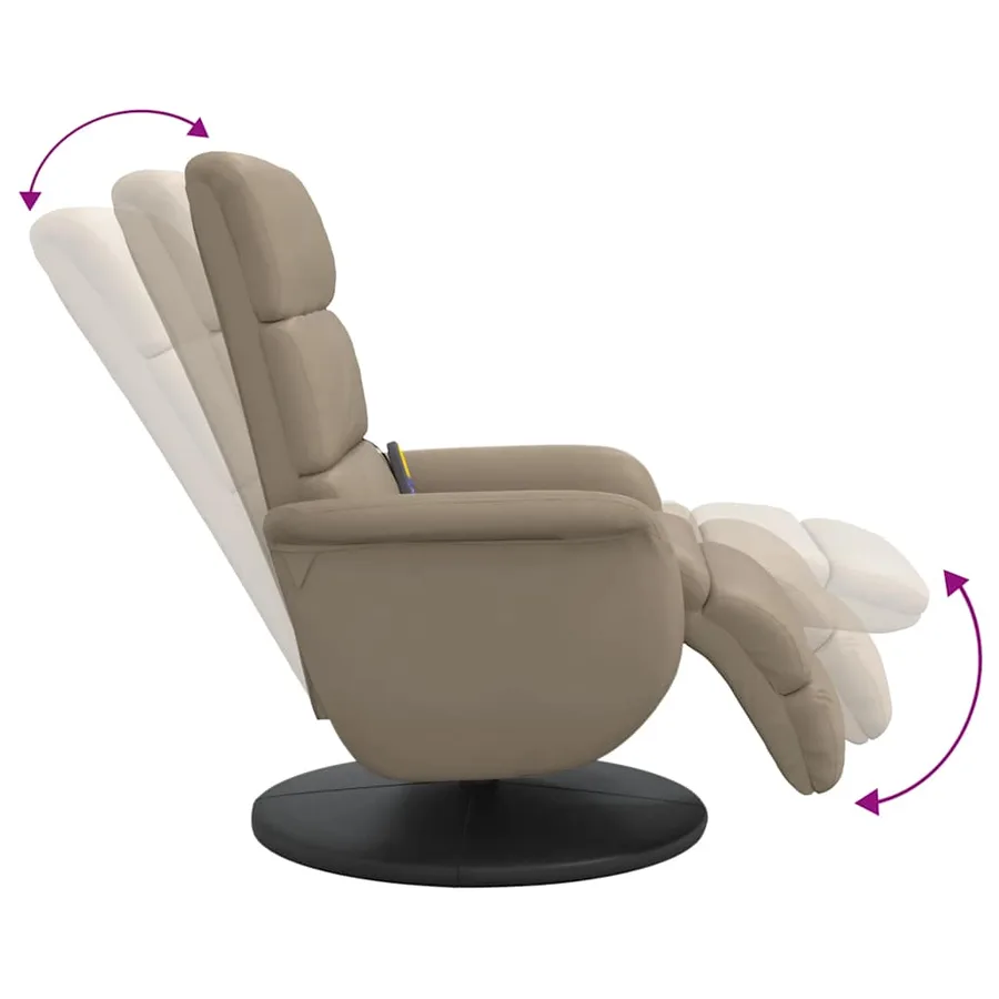 Fauteuil inclinable de massage repose-pieds cappuccino - 7