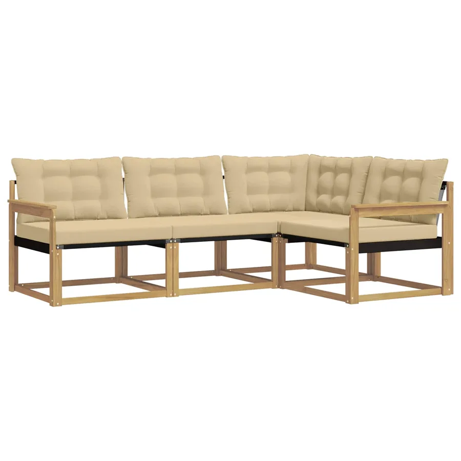 Ensemble de canapés d'extérieur 4 pcs Blanc et Beige - 2