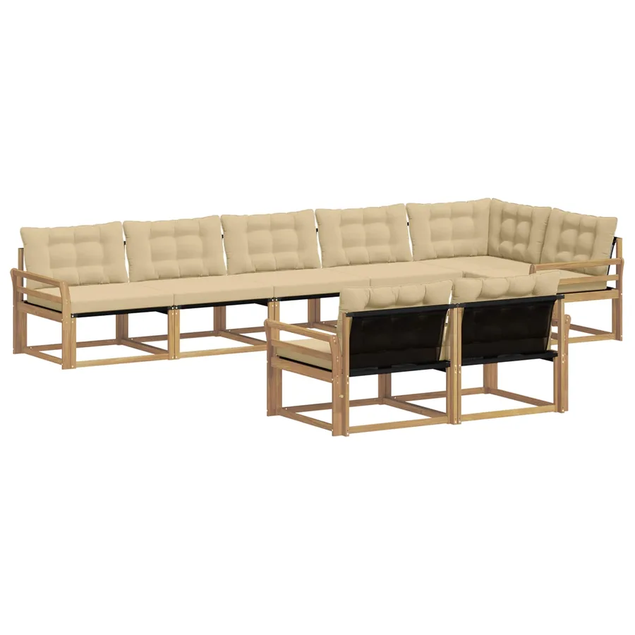 Ensemble de canapés d'extérieur 8 pcs Blanc et Beige - 2