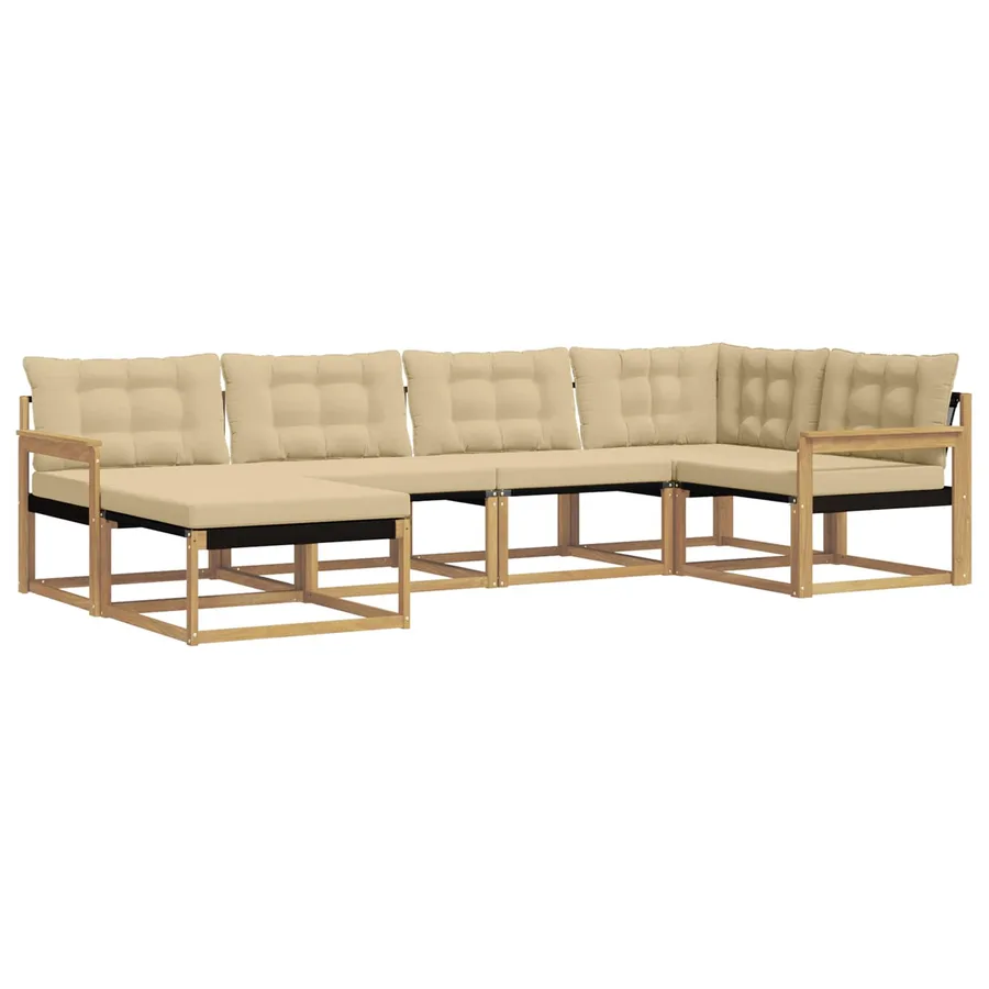 Ensemble de canapés d'extérieur 6 pcs Blanc et Beige - 2