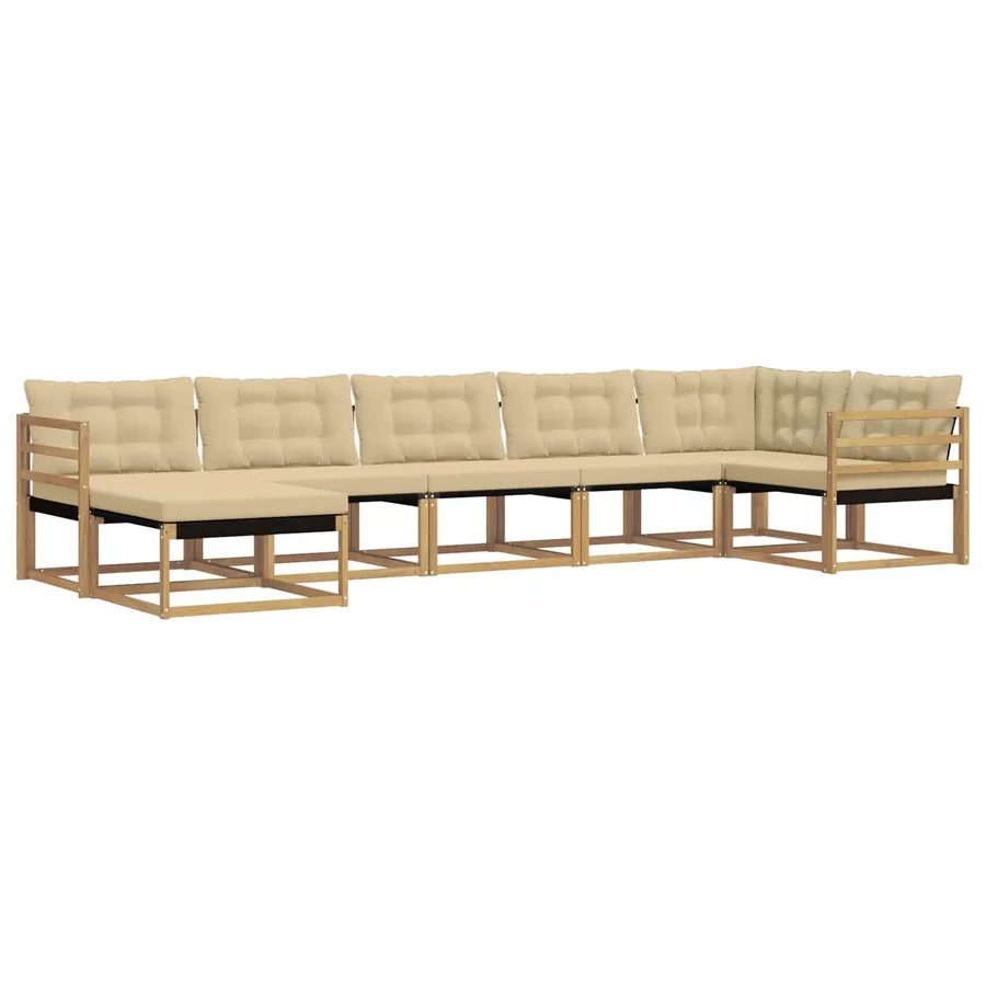 Ensemble de canapés d'extérieur 7 pcs Blanc et Beige - 2