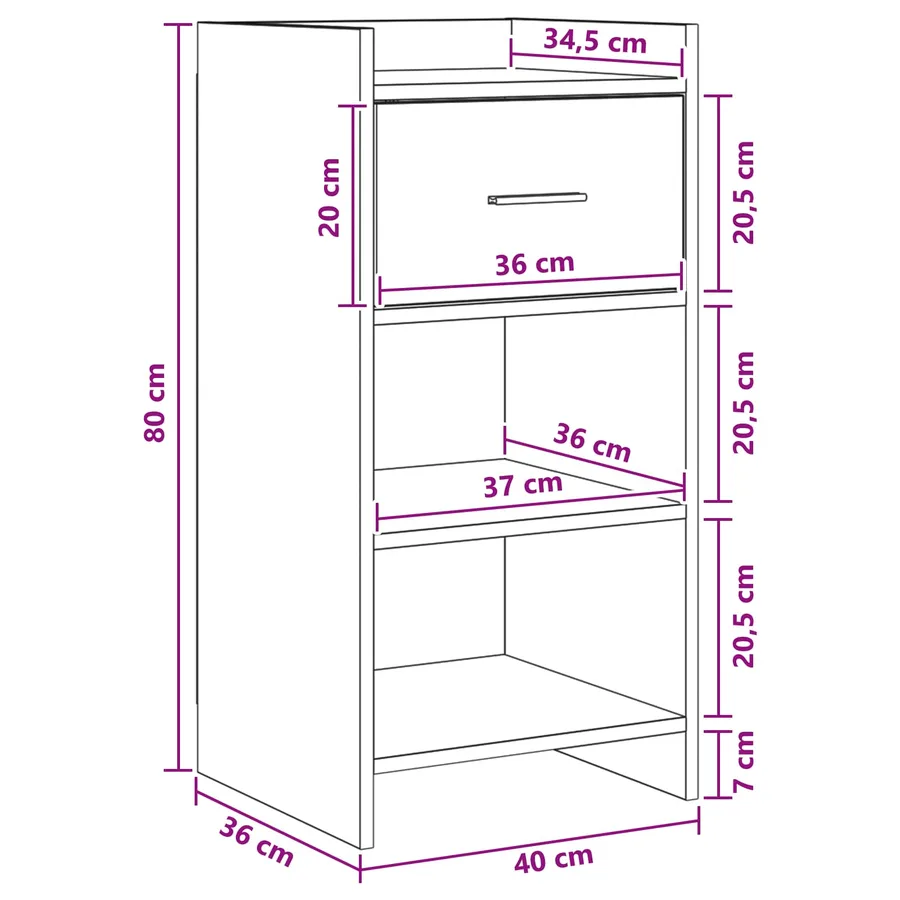 Buffet Chêne artisanal 40 x 36 x 80 cm Bois d'ingénierie - 9