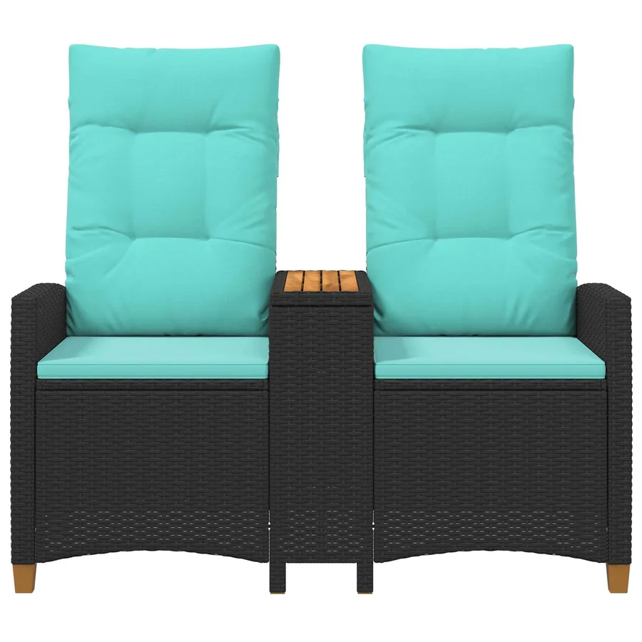 Banc inclinable avec table Noir et turquoise 126 x 65 x 112 cm - 4