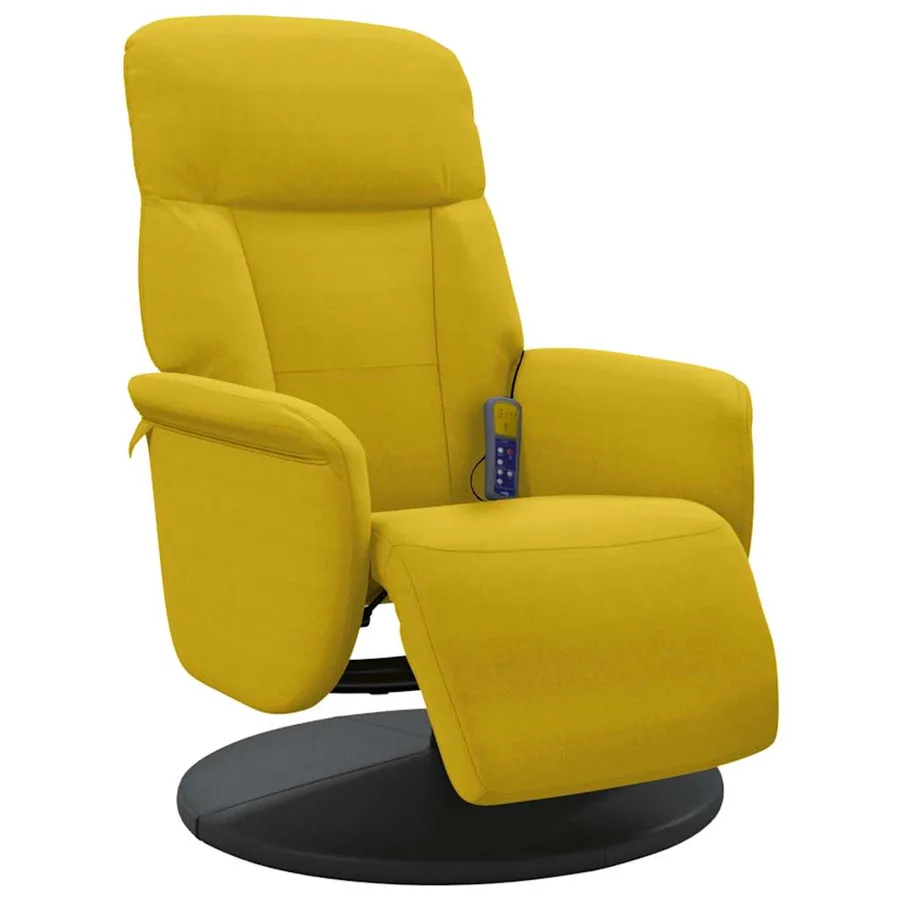 Fauteuil inclinable de massage avec repose-pied jaune velours - 3