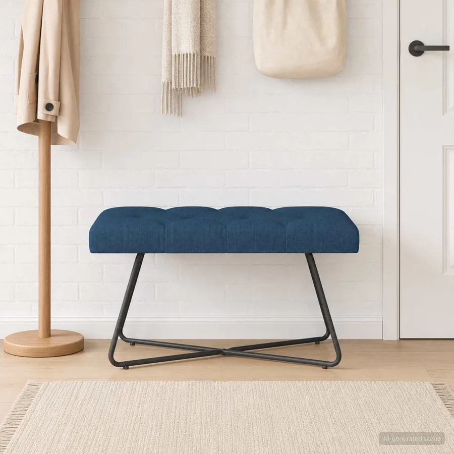 Banc avec capitonnage bouton Bleu 80 x 40 x 46 cm Tissu - 4