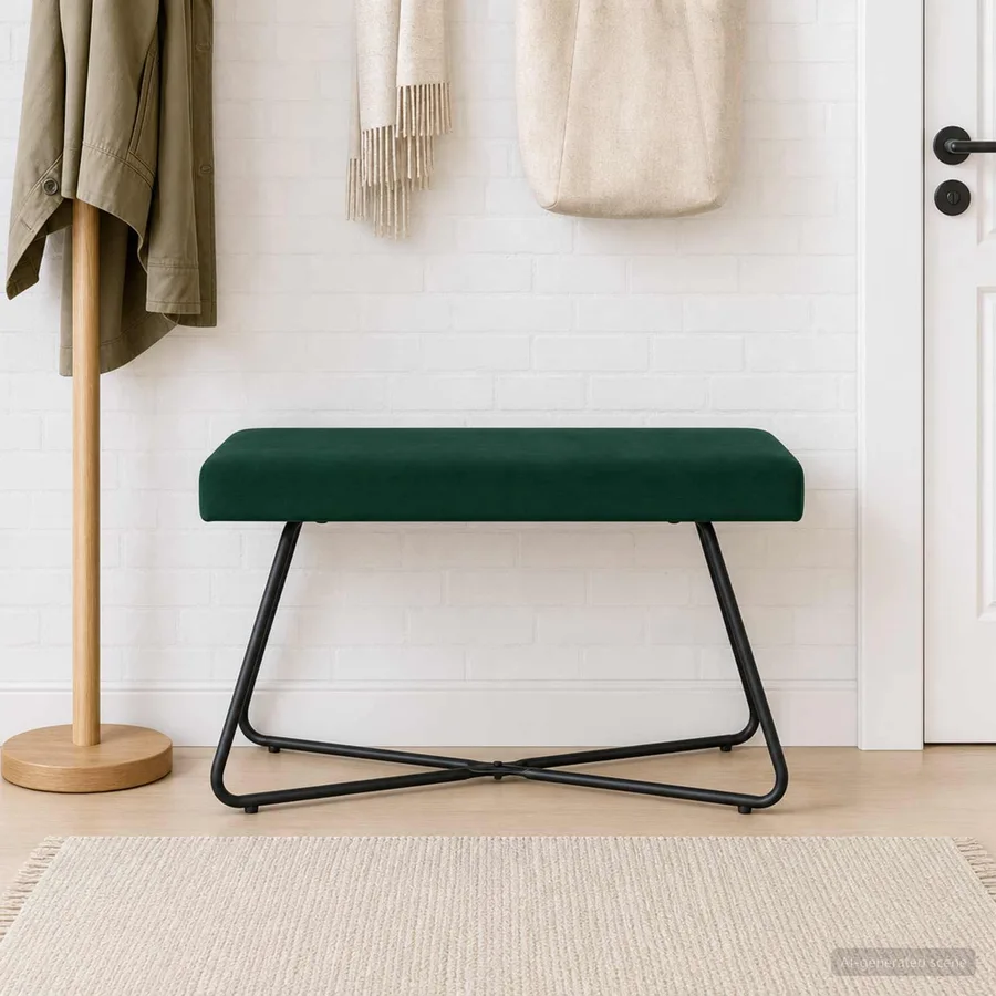 banc Vert foncé 80 x 40 x 45 cm Velours - 3