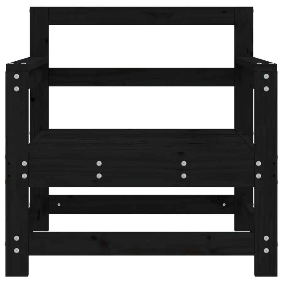 Chaises de jardin lot de 2 noir bois massif de pin - 4