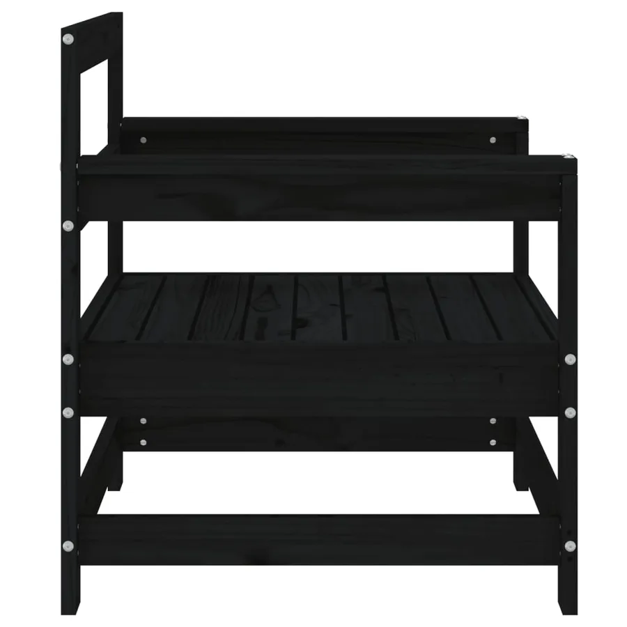 Chaises de jardin lot de 2 noir bois massif de pin - 6