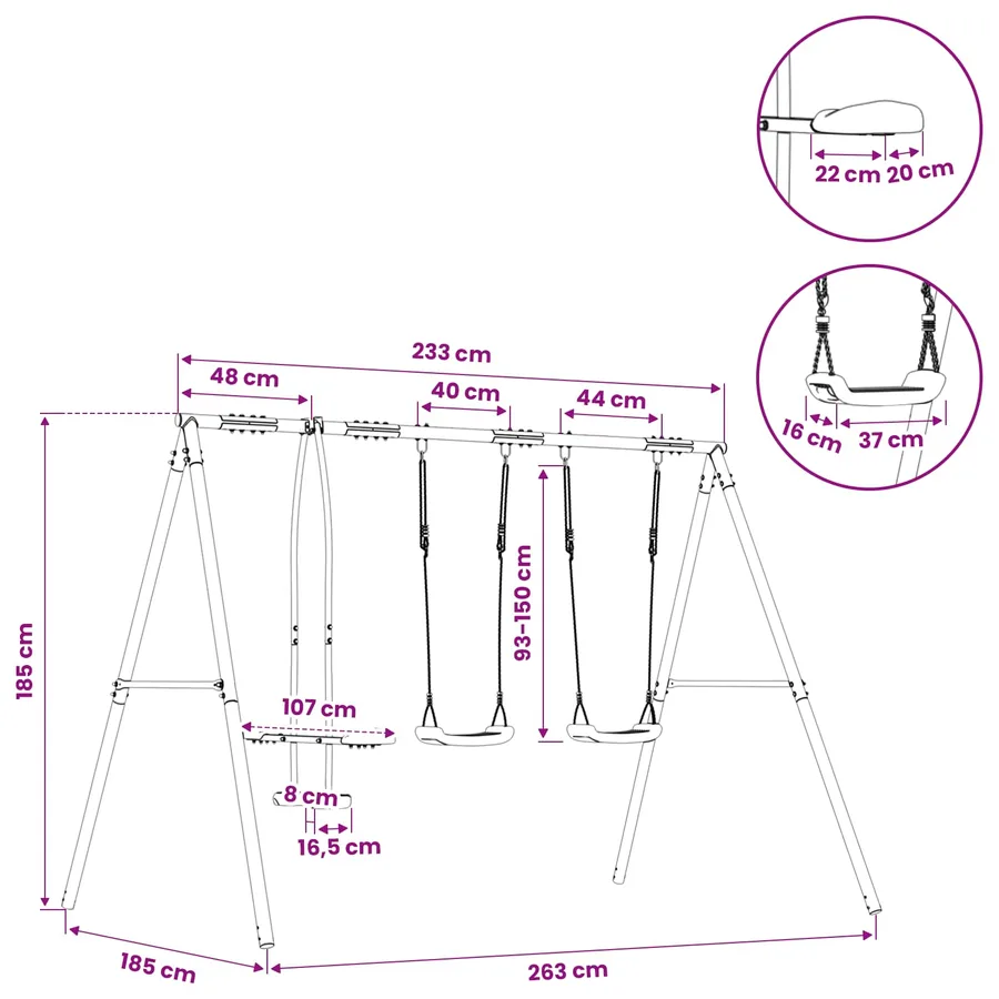 Ensemble de balançoires d'extérieur Multicolore Acier et PE - 9