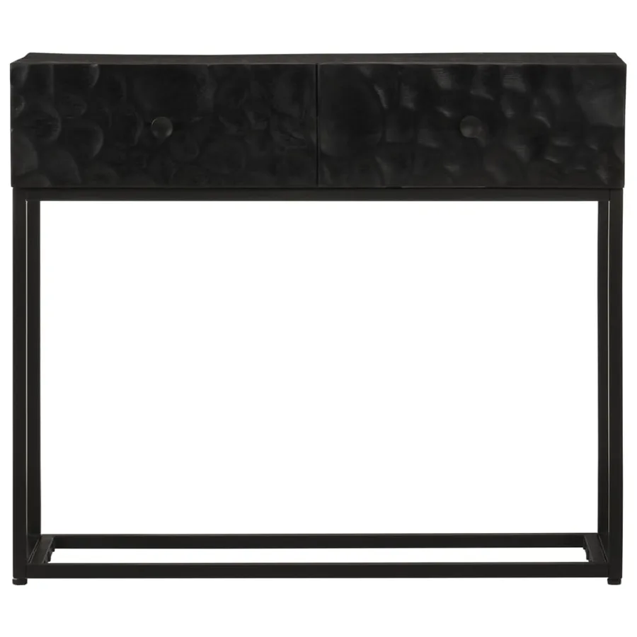 Table console noir 90x30x76 cm bois massif de manguier et fer - 3