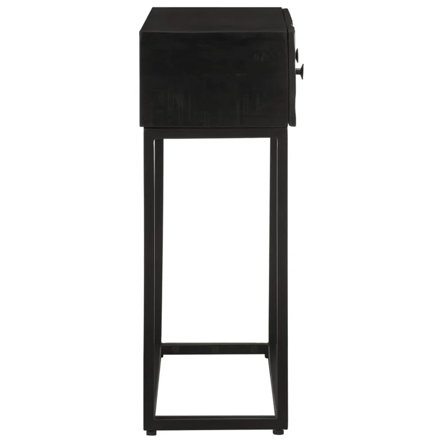 Table console noir 90x30x76 cm bois massif de manguier et fer - 4