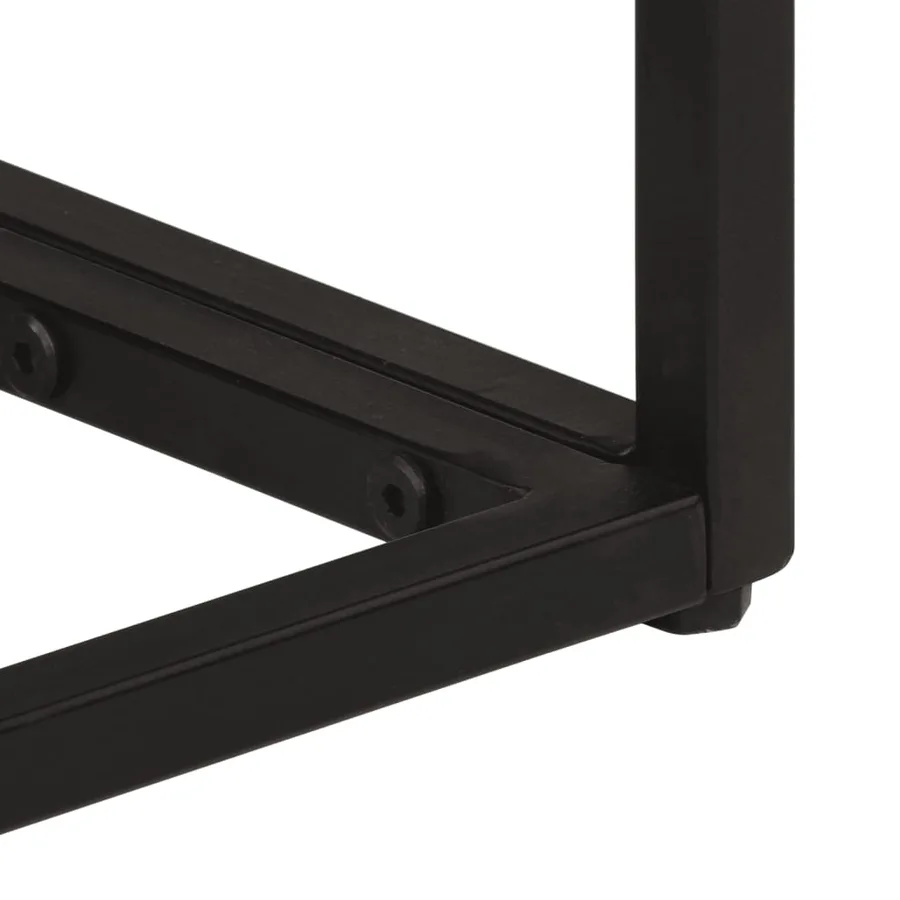 Table console noir 90x30x76 cm bois massif de manguier et fer - 8