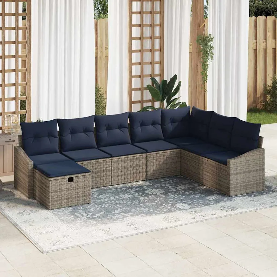 Ensemble de Canapés avec coussin 6 pcs polyrotin