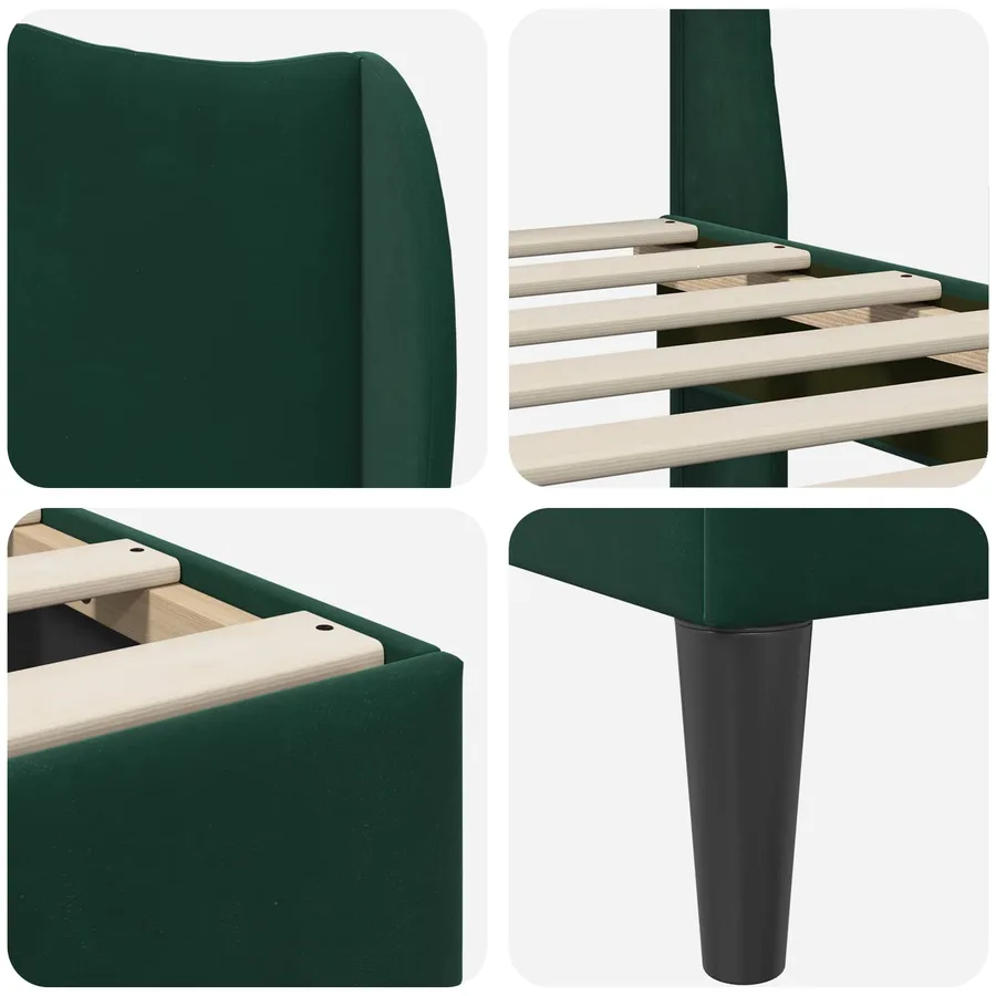 Cadre de lit avec tête de lit Vert foncé 90 x 200 cm Velours - 7