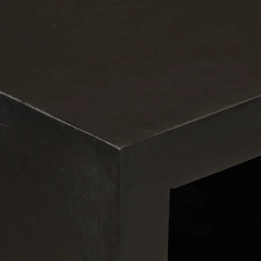 Buffet noir 55x30x76 cm bois massif de manguier et fer - 6