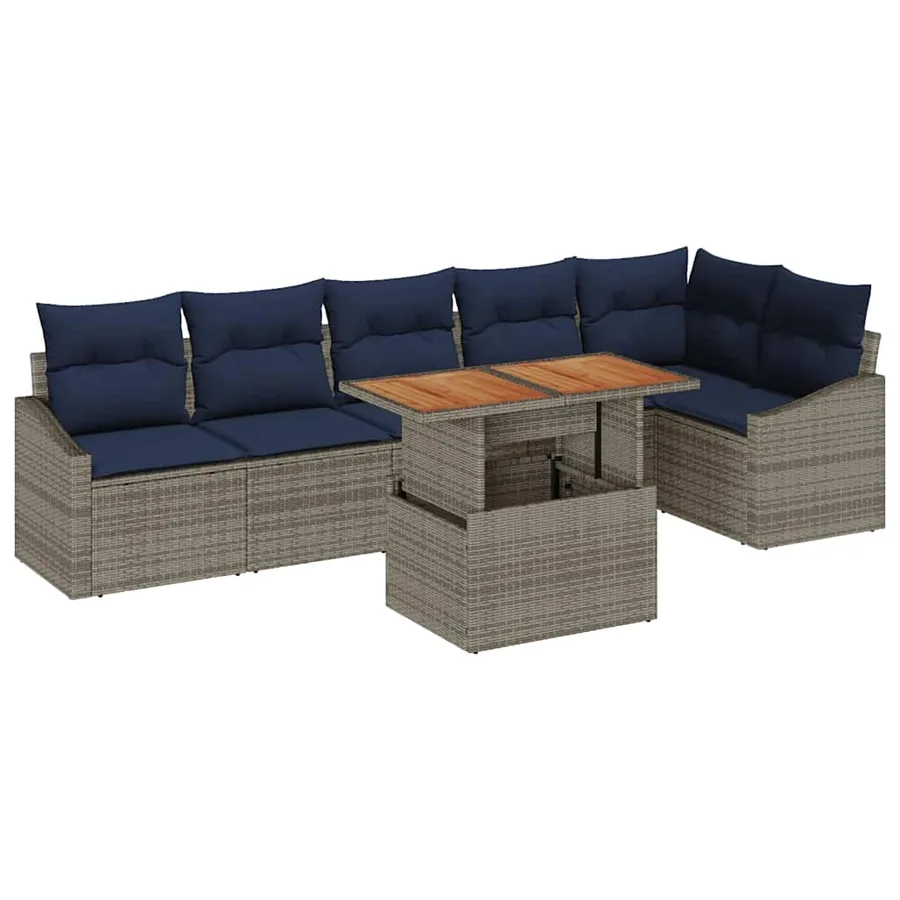 Ensemble de canapé de jardin 7 pcs Gris Poly rotin - 2