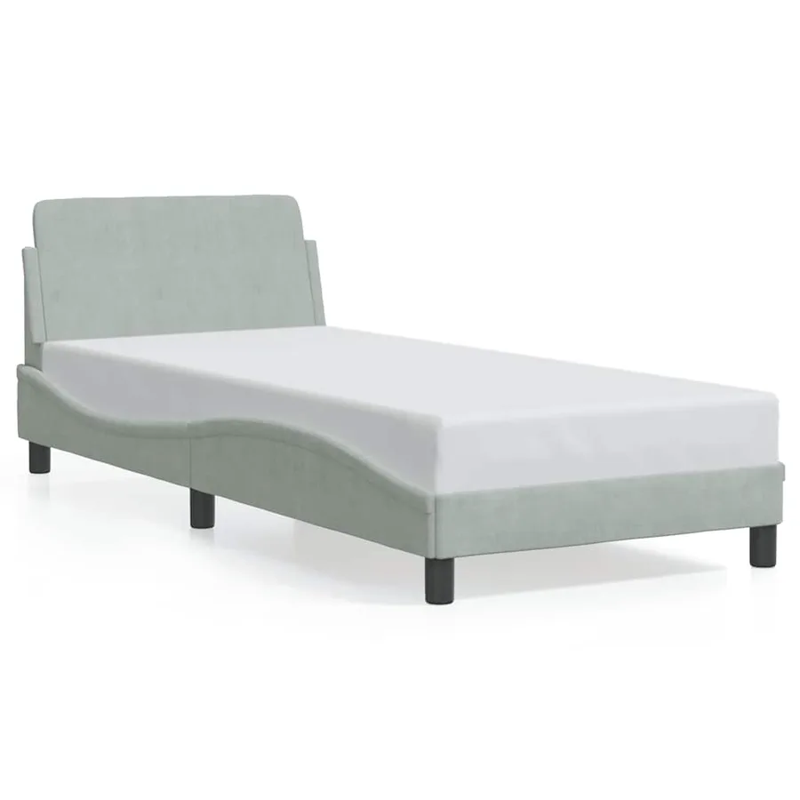 Cadre de lit Dover gris clair 80x200 cm velours - 2
