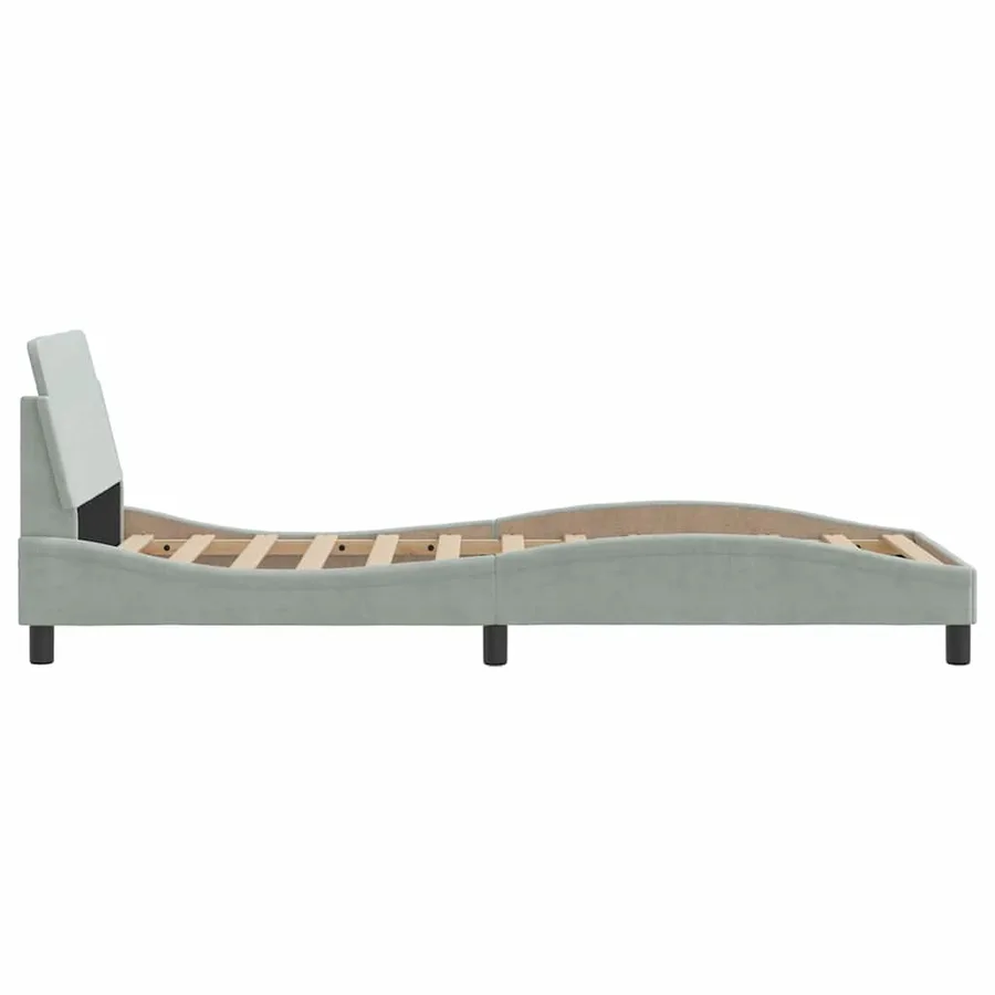 Cadre de lit Dover gris clair 80x200 cm velours - 5