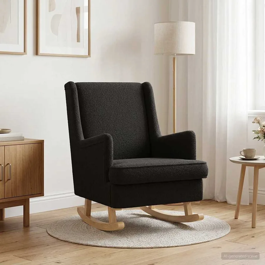 Chaise à bascule Noir 62 x 80 x 85 cm Bouclé