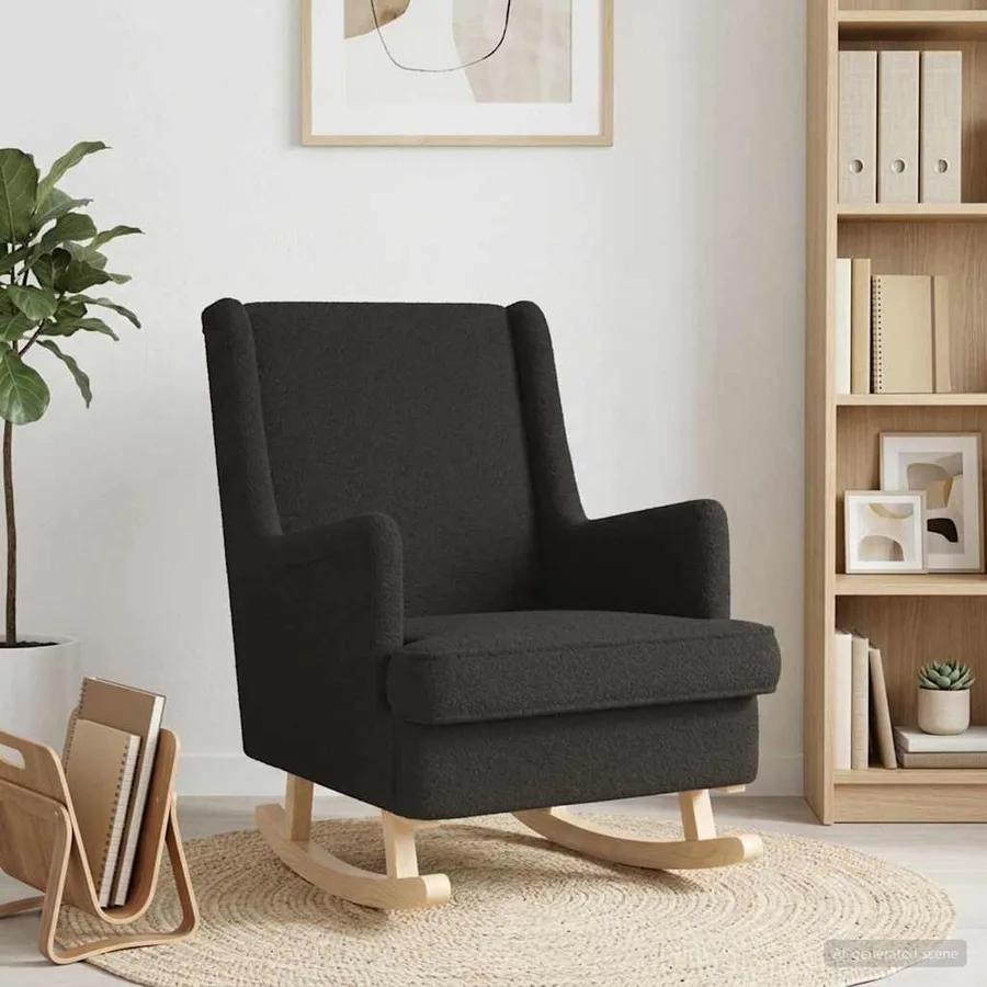 Chaise à bascule Noir 62 x 80 x 85 cm Bouclé - 3