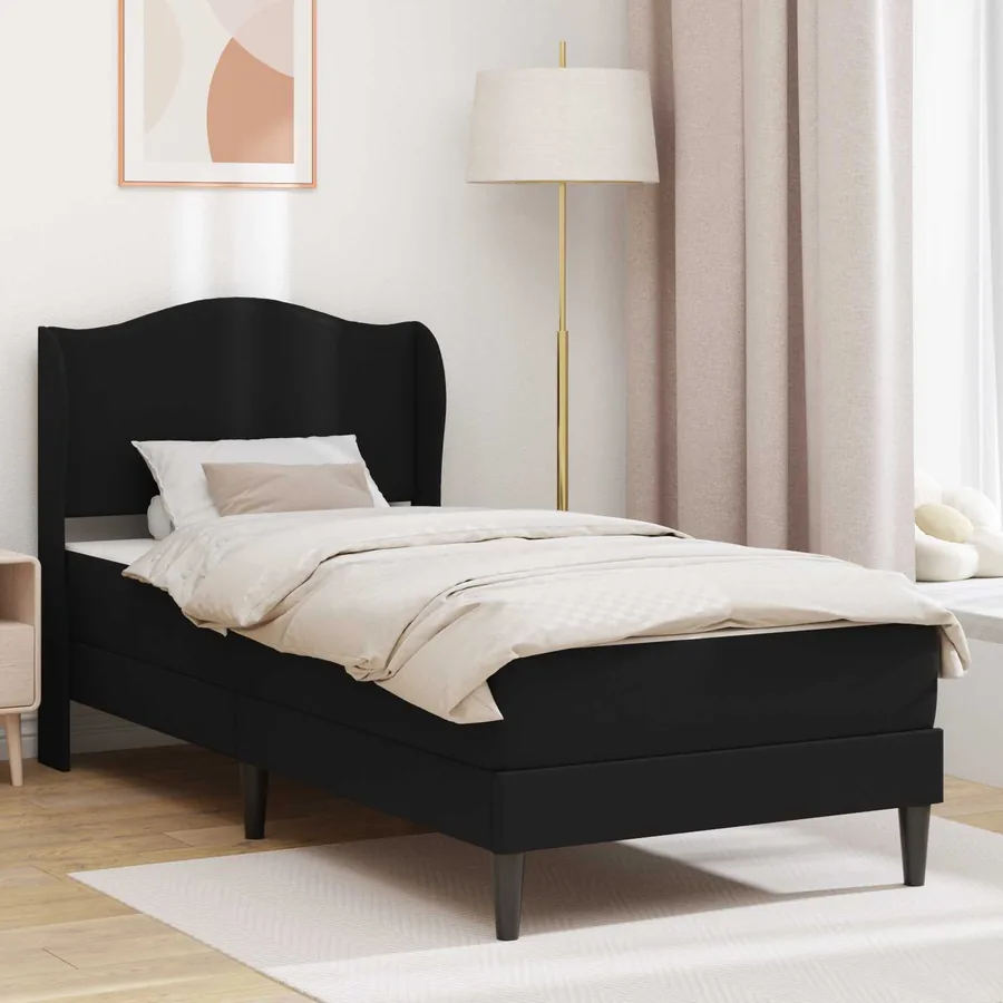 Cadre de lit avec tête de lit Noir 90 x 200 cm Simili cuir
