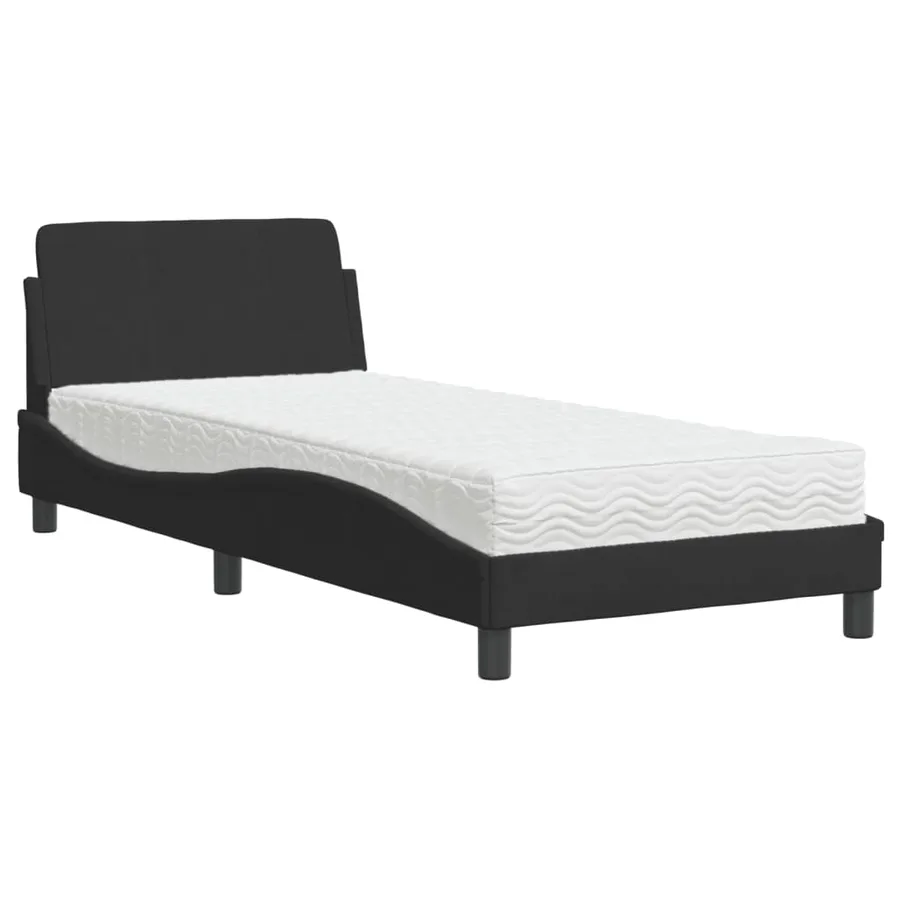 Lit avec matelas Dover noir 80x200 cm velours - 2